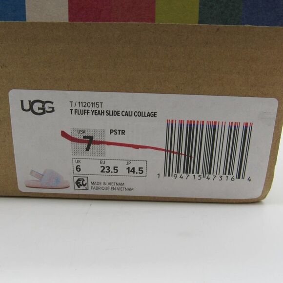 UGG Girl’s Fluff Yeah Slipper Slide Cali Collage in Multi Sz 7 - Picture 7 of 8